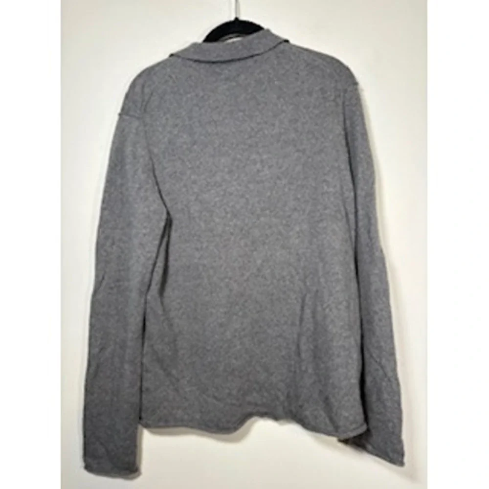 Banana Republic Polo Sweater Gray Lambswool Cashmere Blend Preppy Academia Lg